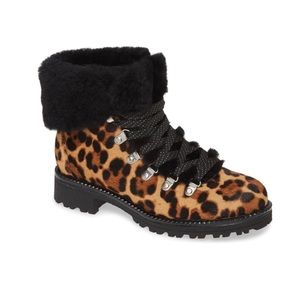 J.CREW Leopard Fur Calf Hair Nordic Hiking Boot